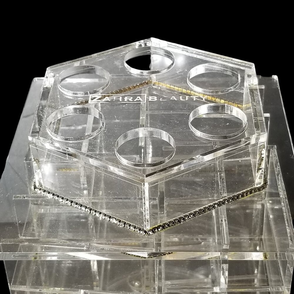 Zahra Beauty Rotating Lipstick Holder Acrylic Organizing Tower w/ Rhinestone - Picture 2 of 12